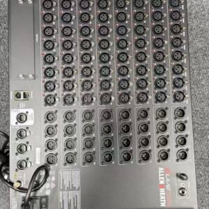 Allen & Heath dLive stage rack with a DM64 label