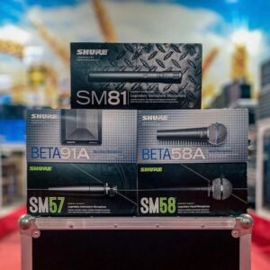 Shure SM81 packaging pictured above boxes for other microphone models